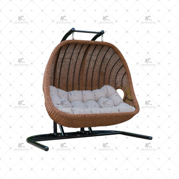 Стильный дизайн Поли синтетические смолы ротанга 2-х местный, кресло-качалка или гамак для Открытый сад Патио плетеная мебель